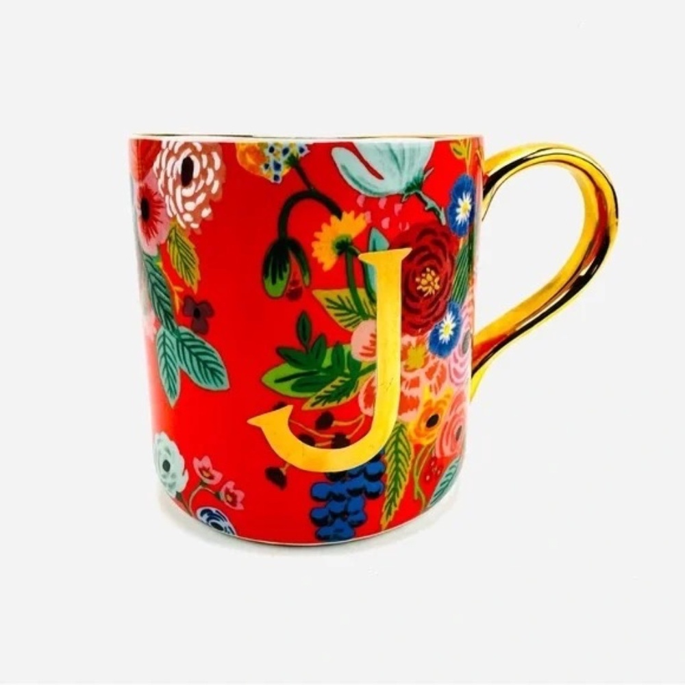 \NWT  Anthropologie Rifle Paper Company Monogram Garden Party Mug J